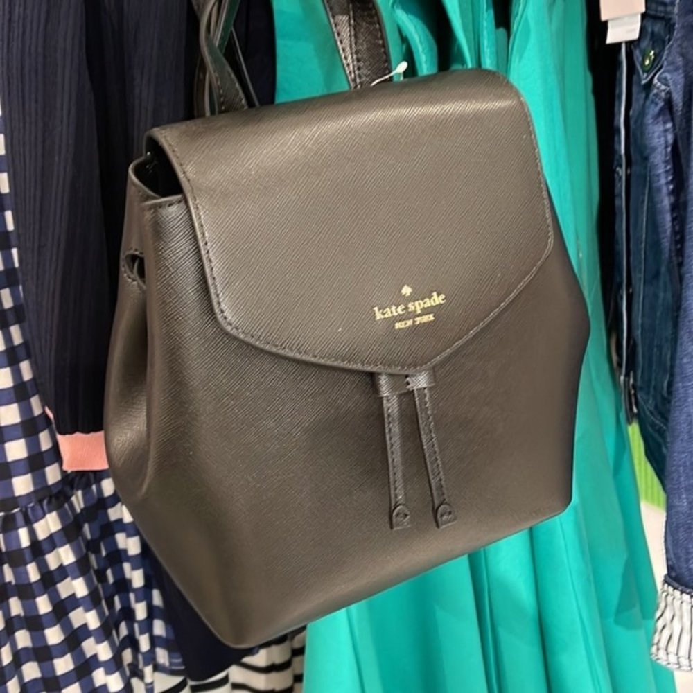 Kate Spade Lizzie Medium Flap Backpack Black - Picture 3 of 16